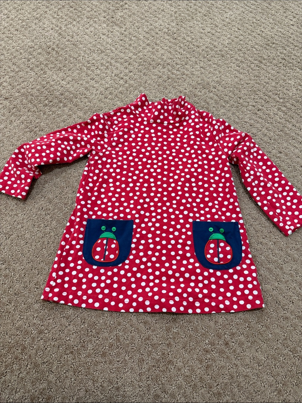 Florence Eiseman Red & White Polka Dot Dress with Navy Ladybug Pockets Size 5